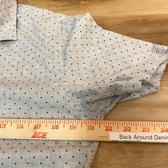 Bonobos Mens Slim Fit Short Sleeve Polka Dot Button Down Shirt Medium Gray - Picture 6 of 8